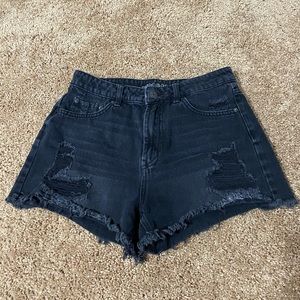 Juniors distressed denim shorts